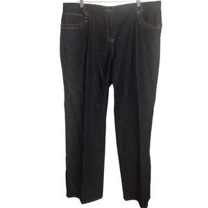 #4 Ruby Rd. Indigo Blue Modern Blooms Sparkle Studded Jeans Plus Size 20W NEW